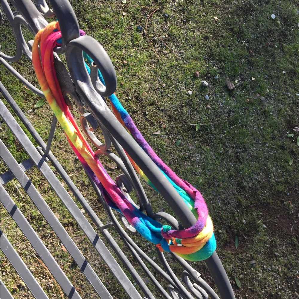 Rainbow not beaded necklace Tie dye T shirt fabric tubular necklace - Picture 2 of 5